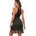 Hanging Neck Sequin Tassel Wrapped Hip Sexy Backless Short Skirt Party Dress For Women_ecoleips.com