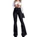 Women's High Waisted Slim Fit Flared Jeans Drawstring Hip Lifting Casual Cotton Denim Spring/Autumn Fashion_ecoleips.com