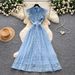 Korean Style Lace Hollow out Sleeveless A-Line Dress for Women Summer High-Waisted Slimming Elegant Long Dress for Commuting_ecoleips.com