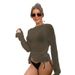 Women's Clothing New Side Slit Coveralls Loose Bikini Outerwear One Shoulder Long Sleeved Beach Coverup 6 Colors_ecoleips.com