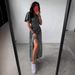 Women's European And American Cross-Border Fashion 2024 Spring/Summer New Style Elegant Short-Sleeve Waist-Cinched_ecoleips.com
