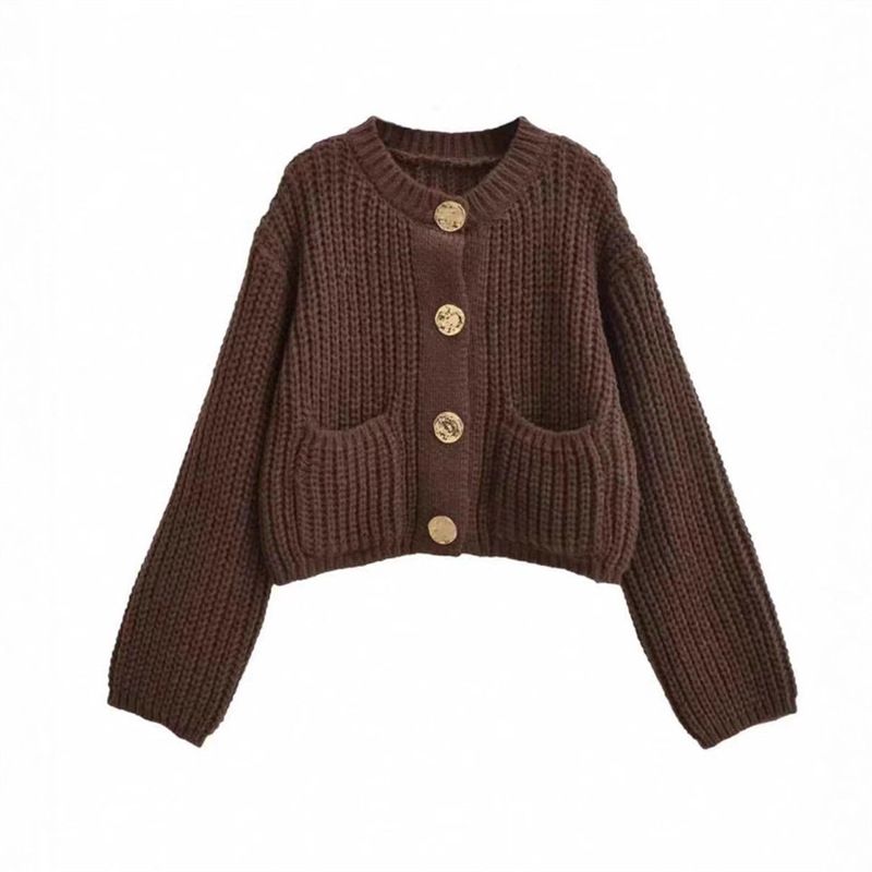 Oversized Knit Cardigan With Patch Pockets – Chunky Button-Up Sweater For Effortless Layering_ecoleips.com