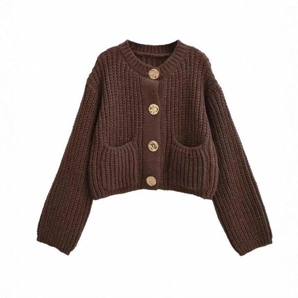 Oversized Knit Cardigan With Patch Pockets – Chunky Button-Up Sweater For Effortless Layering_ecoleips.com