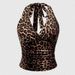 Retro Leopard Print Halter Neck Top for Women Backless V Neck Sleeveless Fashion Small Vest Hot Girl European American Style_ecoleips.com