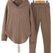 Women's Hooded Sweatshirt & Jogger Set – Cozy Fall/Winter Lounge Outfit, Soft Polyester Fleece Two-Piece (Black, Grey, Wine Red, S-Xxl)_ecoleips.com