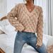 Classic V-Neck Knit Sweater For Women – Lightweight Long Sleeve Pullover (S-XL) | Breathable Polyester Casual Top_ecoleips.com