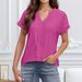 Women's Clothing New V Neck Loose Women's Shoulder Sleeve Hollow Short Sleeved T Shirt Female_ecoleips.com