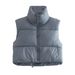 Women's new cotton-padded vest zipper standing collar vest_ecoleips.com