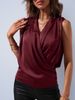 Aria Basics Aria Basics Foreign Trade Women's Clothing European And American Cross-border Autumn Satin Shirt 2025 New Style Sleeveless Pleated_ecoleips.com