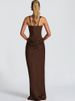 JULISSA MO Patchwork Satin Sexy Sleeveless Women Maxi Dress Coffee Spaghetti Strap High Waist Dress Slim Elegant Party Clubwear_ecoleips.com
