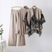 Fashion 3-Piece Set: Shawl Cardigan + Oversized Sweater + Wide Leg Pants – Elegant Office & Casual Outfit, Wrinkle-Free Polyester, Plus Size Friendly_ecoleips.com