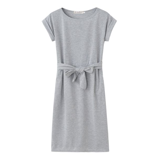 Summer Fashion Women's Solid Color Dress With Tie Word Collar And Pocket Stylish Casual Maxi Dress For Women_ecoleips.com