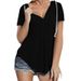 Women's Clothing Large Size Women's Spring And Summer New V Neck Sports Loose Short Sleeved T Shirt_ecoleips.com