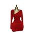 Women's Asymmetrical Neckline Short Dress With Long Sleeves Elegant Slimming Pleated Design American Style Floral INS_ecoleips.com