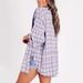 Verve 2025 Women's Autumn Winter New Frayed Lantern Sleeve Loose Button Plaid Shirt_ecoleips.com