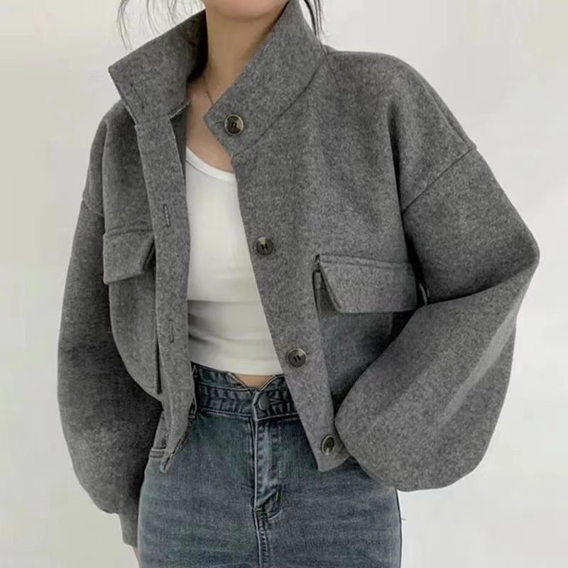Aria Basics Cross-border 2026 Spring Autumn New European And American Stand-up Collar, Large Pockets, Unisex Style Women's Jacket,_ecoleips.com