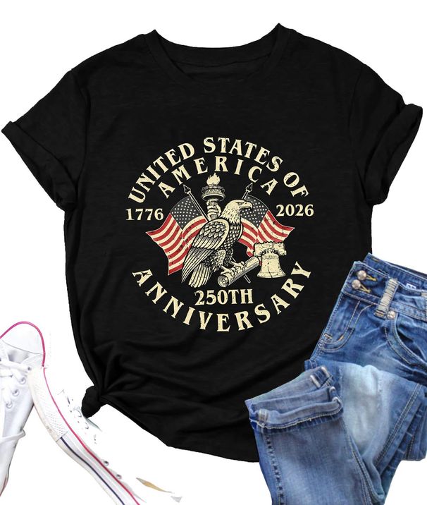 USA 250 Anniversary Shirts Womens 4th Of July Tshirts 1776 2026 American 250th Birthday Patriotic Tee Tops_ecoleips.com