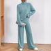 Autumn And Winter Casual High-Neck Knitted Long-Sleeved Suit Women's Sweatshirt Loose Trousers Two-Piece Set_ecoleips.com