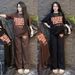 Women's Clothing Casual Summer Two-Piece Set Letter Print Short Sleeve Top With Loose Straight Leg Wide Leg Pants_ecoleips.com