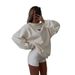 Simple Print Loose Long-Sleeved Top With Fall/Winter High-End Style, Drop-Shoulder Hoodie For Women_ecoleips.com