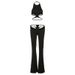 Women's Halter Neck Backless Jumpsuit With Low-Rise Flared Pants, Sexy Two-Piece Set For Night Out & Party_ecoleips.com