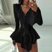 Women's Clothing Women's V Neck Slim Fit Tie Up Ruffle Bell Sleeve Dress Style Autumn For Formal & Casual For Women_ecoleips.com