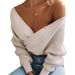 Women's Oversized Knit Sweater Soft Casual Long Sleeve Pullover Top With Lantern Sleeves - Spring Fashion Solid Color Loose Fit Tunic For Daily Wear _ecoleips.com