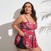 Women's Clothing Skirt Split Bikini Flower Print Hollow Pleated Boxer Briefs Swimsuit_ecoleips.com