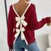 Aria Basics Aria Basics European And American Autumn Winter New For Women Cross-Border Fashion Back Bow Decoration Round Neck Pullover_ecoleips.com