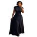 Women's Clothing Elegant Round Neck Pleated Slim Fit Long Dress For Women European And American Style African Print Spring_ecoleips.com