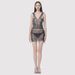 Women's Sexy Fishnet Dress Full Rhinestone Mesh Hot Girl Sheer Fringe Skirt Set For Women_ecoleips.com