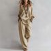 Women's Oversized Off-Shoulder Top And Wide-Leg Pants Set Comfortable Knitted Loungewear Two-Piece Casual Minimalist Style Daily Wear_ecoleips.com