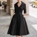 Elegant Slimming Long Dress For Women Style Waist Cinching Forma Long Sleeve_ecoleips.com