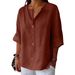 Women's Clothing Women's Loose Fitting Button Top Long Sleeve Cotton Linen Blend Split Casual Fashion T-Shirt For Autumn Winter_ecoleips.com