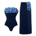 Women's Color Blocked Floral Onesie Swimwear European American Style_ecoleips.com