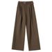 Aria Basics 2024 Winter New Style Women's Fleece-Lined Thick Woolen Wide-Leg Straight High-Waisted Slim-Fit Hip-Covering Versatile_ecoleips.com