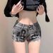 Women's Sexy Ripped Denim Shorts Summer Style Thin Low Waisted American Retro Fashion Print Bodycon Hot Pants_ecoleips.com