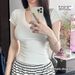 Korean Style Solid Color V-Neck T-Shirt Slim Fit Short Sleeve Slightly Sheer Summer Top Milky White Tencel Blend Versatile_ecoleips.com