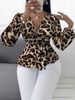 Fashionable Elegant Leopard Print Tie Shirt Spring And Autumn Stylish Slimming New Long Sleeve Top_ecoleips.com