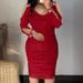 Women's Clothing elegant temperament slim-fit pleated scalding drill cover buttock tight V-neck dress_ecoleips.com