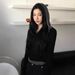 Women's Summer Slim Fit T-Shirt Solid Color Button Collar Faux Two Piece Hooded Top Street Fashion European American Style_ecoleips.com