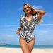 Aria Basics 2025 New European And American Printed Women's Triangle One-Piece Bikini Sexy Cross-Border Conservative Hot Spring_ecoleips.com