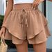 Aria Basics Aria Basics 2026 Summer Casual Ruffle Shorts European And American Foreign Trade Women's Textured Layered Wide-Leg Pants_ecoleips.com