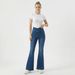 Cross-waist Knitted Flared Jeans Women, High-waisted, Slimming, Stretchy, Fitted, With A Nice Drape, Fashionable Long_ecoleips.com