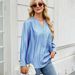Verve Women's Spring Summer New V-neck One-row Button Denim Long Sleeve Shirt Top_ecoleips.com