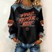 Women's Casual Loose Fit round Neck T-Shirt Long Sleeve Waffle Knit Top with 3D Digital Print for Streetwear And Travel_ecoleips.com
