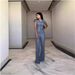 Women's High-End Pure Color Sleeveless V-Neck Top With Casual Straight Pants Spring/Autumn_ecoleips.com