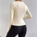 Women's Ruffle Detail Long Sleeve T-Shirt Slim Fit Solid Color Basic Top for Layering_ecoleips.com