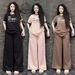 Women's Clothing American Retro Fashion Women's Two Piece Set Printed Short Sleeve Top With Wide Leg Pants Loose Fit Summer Outfit_ecoleips.com