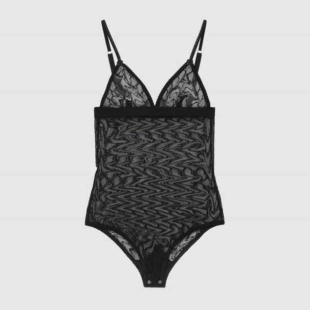 Fashion Brand Two-Way Wear Mesh G Letter Embroidery Sheer Lace Sexy One-Piece Swimsuit For Women_ecoleips.com